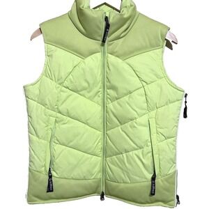 Killtec Puffer Vest Women L Lime Green Excellent Quilted Outdoor Technical Zip